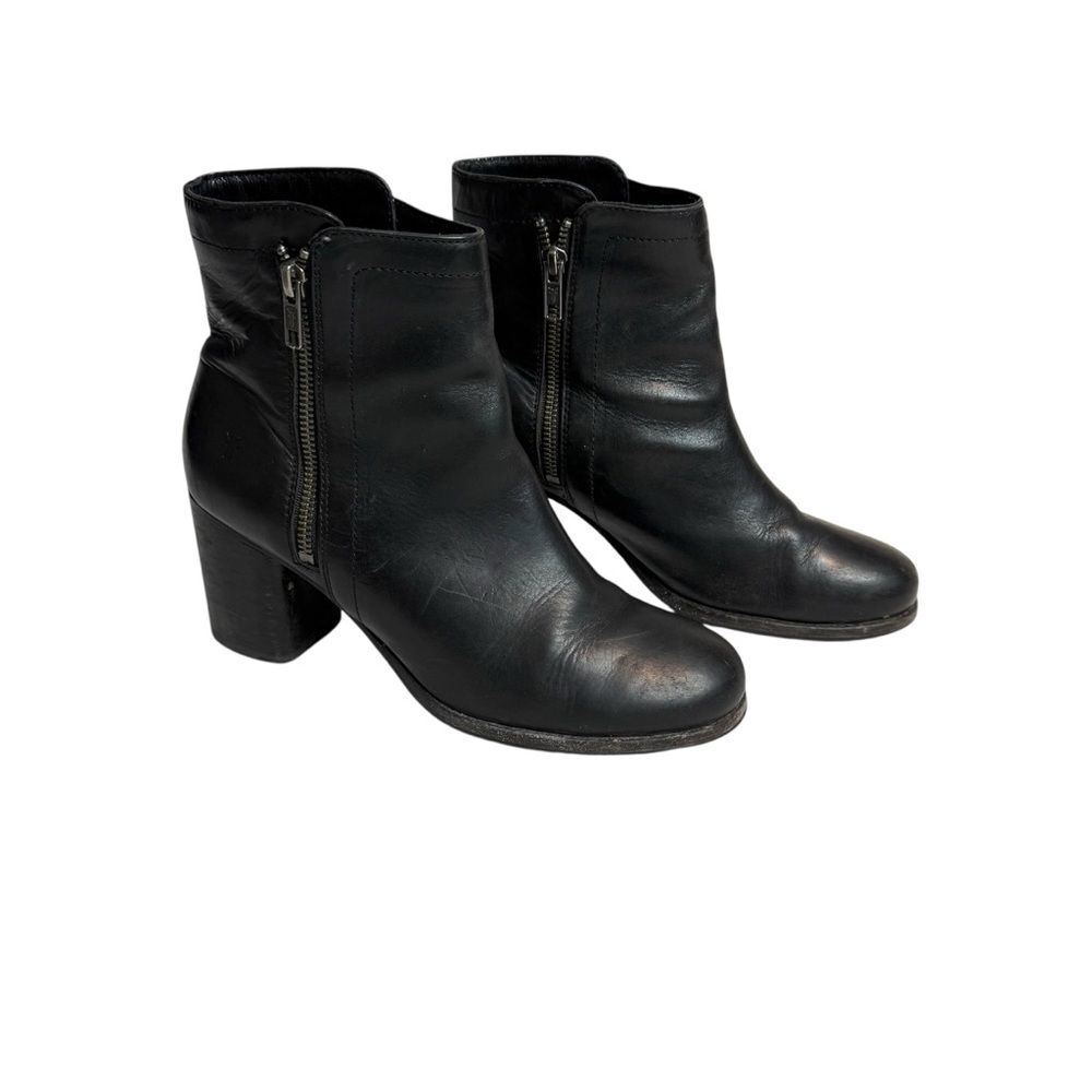 Frye Addie Black Leather Double Zip Ankle Boots Grunge Soft Goth Size 9B